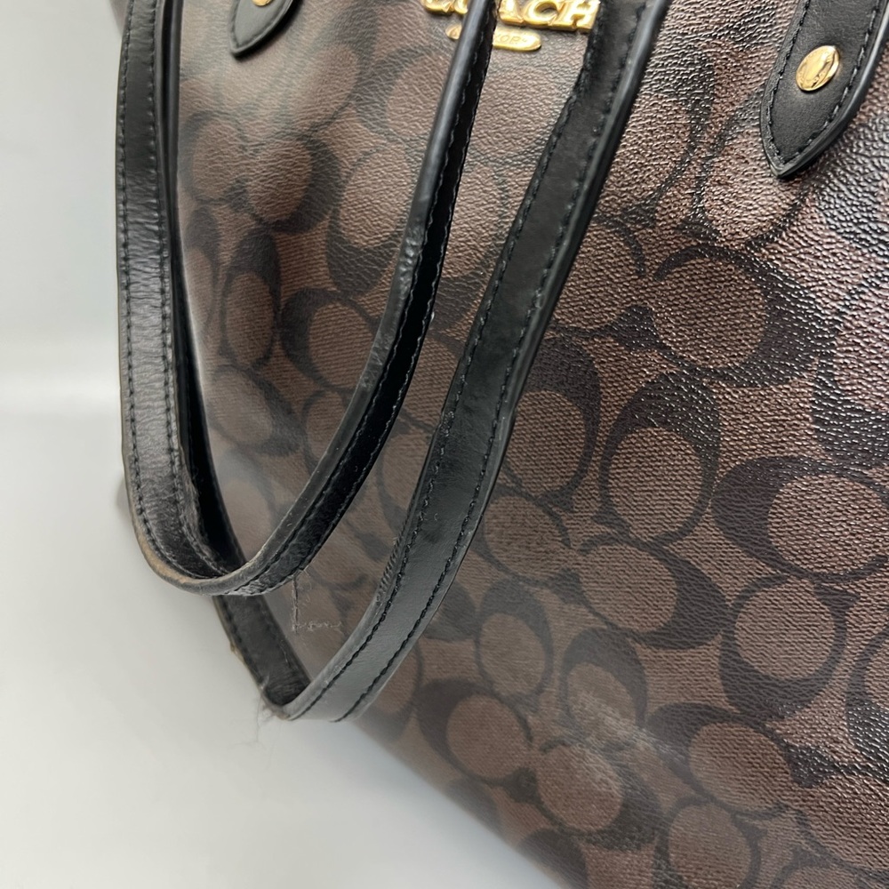 Coach Brown and Black Signature Canvas Tote - Picture 6 of 9